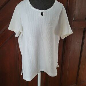 Emily Daniels Womens Textured White Short Sleeve Top Size 2X